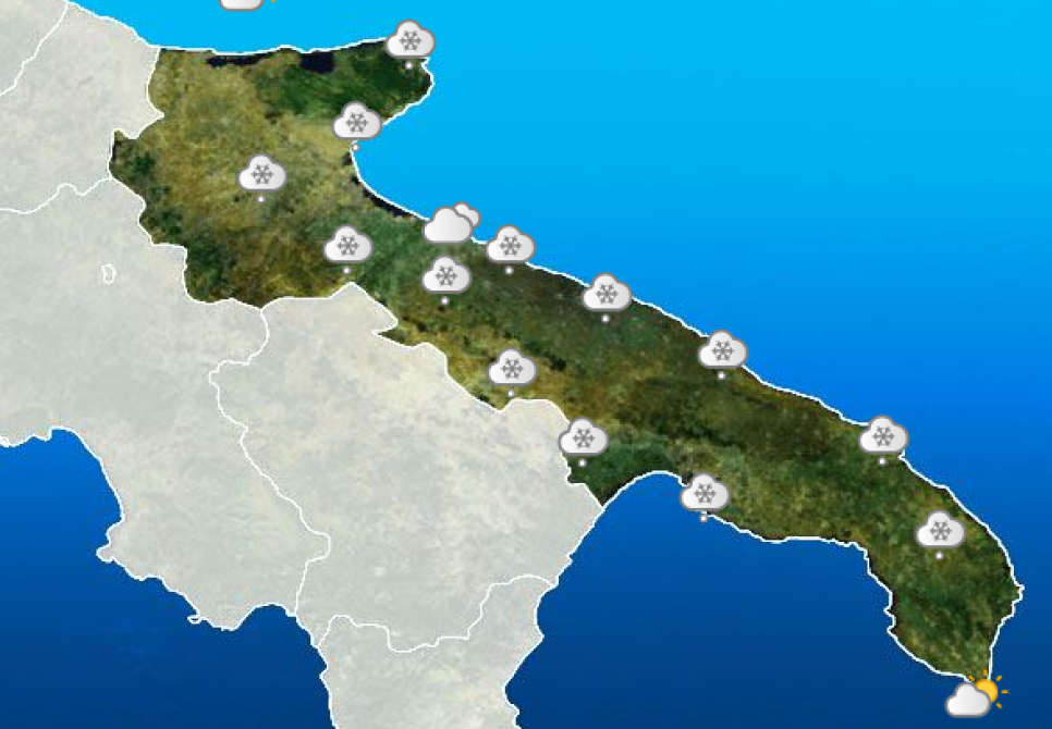 La situazione in Puglia sabato 7 Gennaio