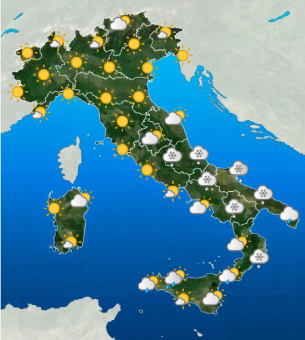 La situazione sull'Italia venerdì 6 Gennaio