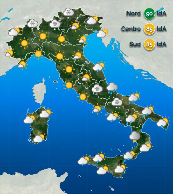 La situazione sull'Italia sabato 7 Gennaio