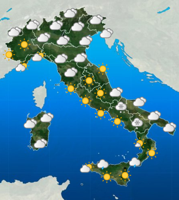 La situazione sull'Italia domenica 8 Gennaio