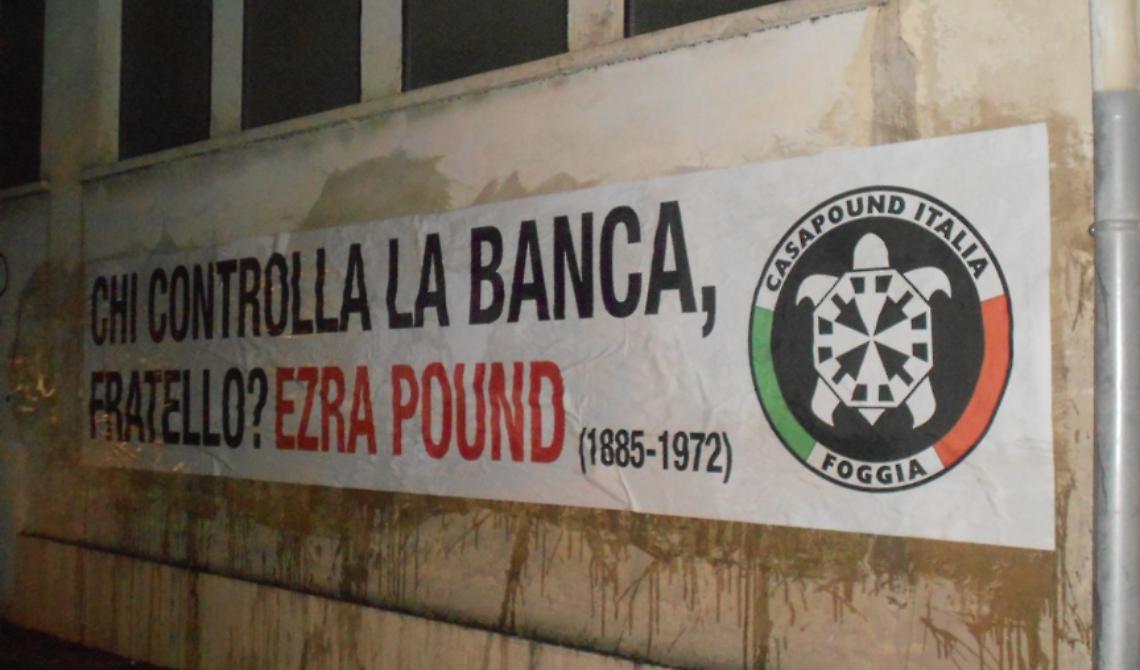 CasaPound Foggia ricorda Ezra Pound con uno striscione in viale Fortore