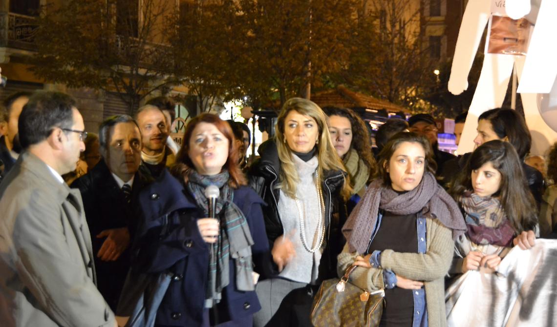 Da destra, Antonella Franco (titotalere di Bibop), Lucia La Torre (Confcommercio), Daniela Marcone (Libera), Gianni Mongelli (Ph. M. G. Frisaldi)