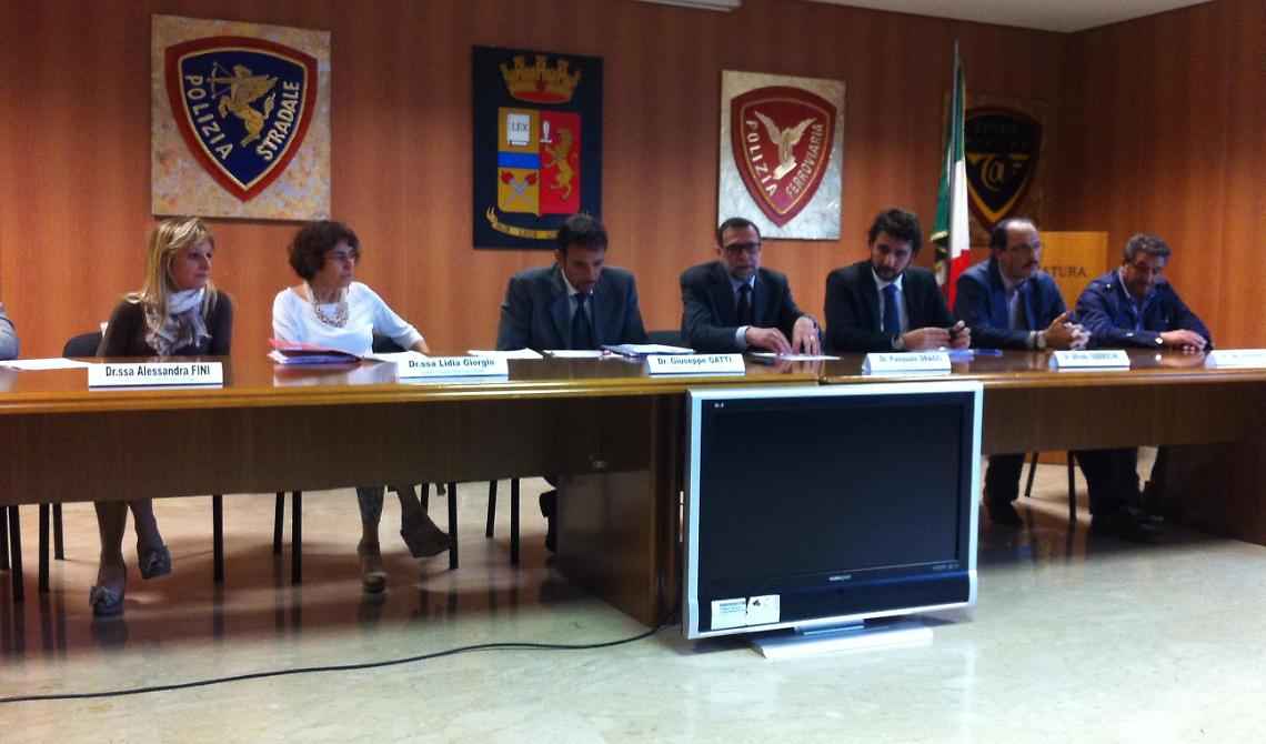 Un momento della conferenza stampa in Questura