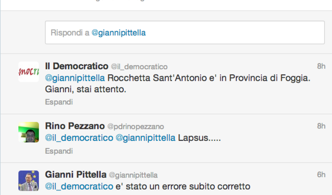 Pittella è un grande in Europa, ma dimentica dove si trova Rocchetta Sant'Antonio