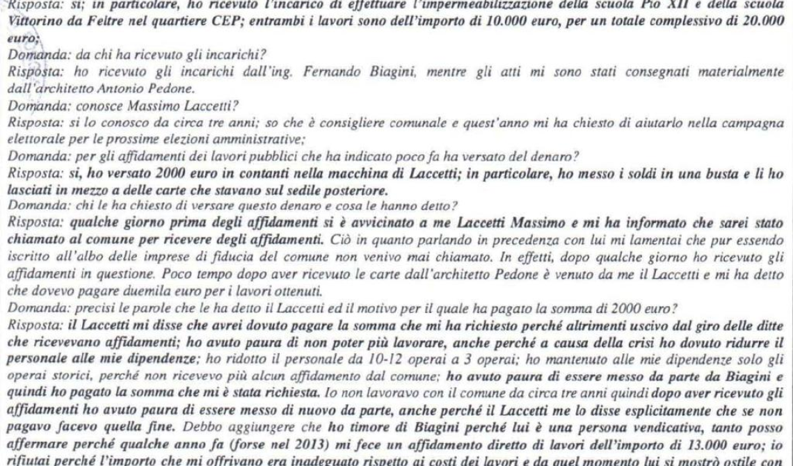 Mazzette al Comune, Normanno: «Ho pagato perchè temevo conseguenze per carattere vendicativo di Biagini»