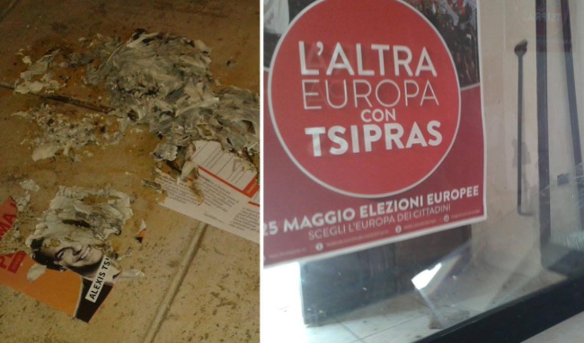 Foggia, atto intimidatorio contro il comitato elettorale "Tsipras"