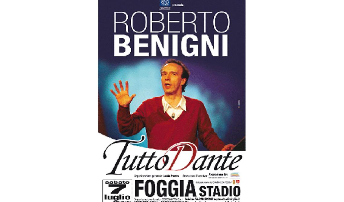 Oggi, 7 Luglio 2007, Roberto Benigni incanta lo Zaccheria con la "favola" di Dante