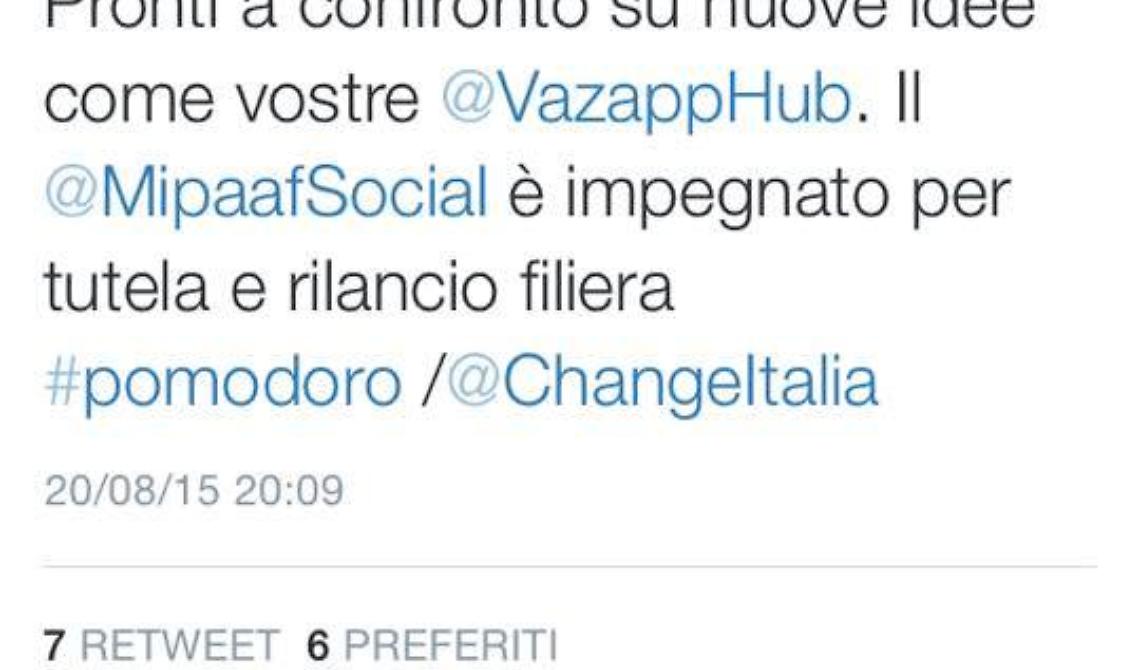 VàZapp  e la petizione  sul pomodoro: il Ministro Martina risponde all'appello con un tweet