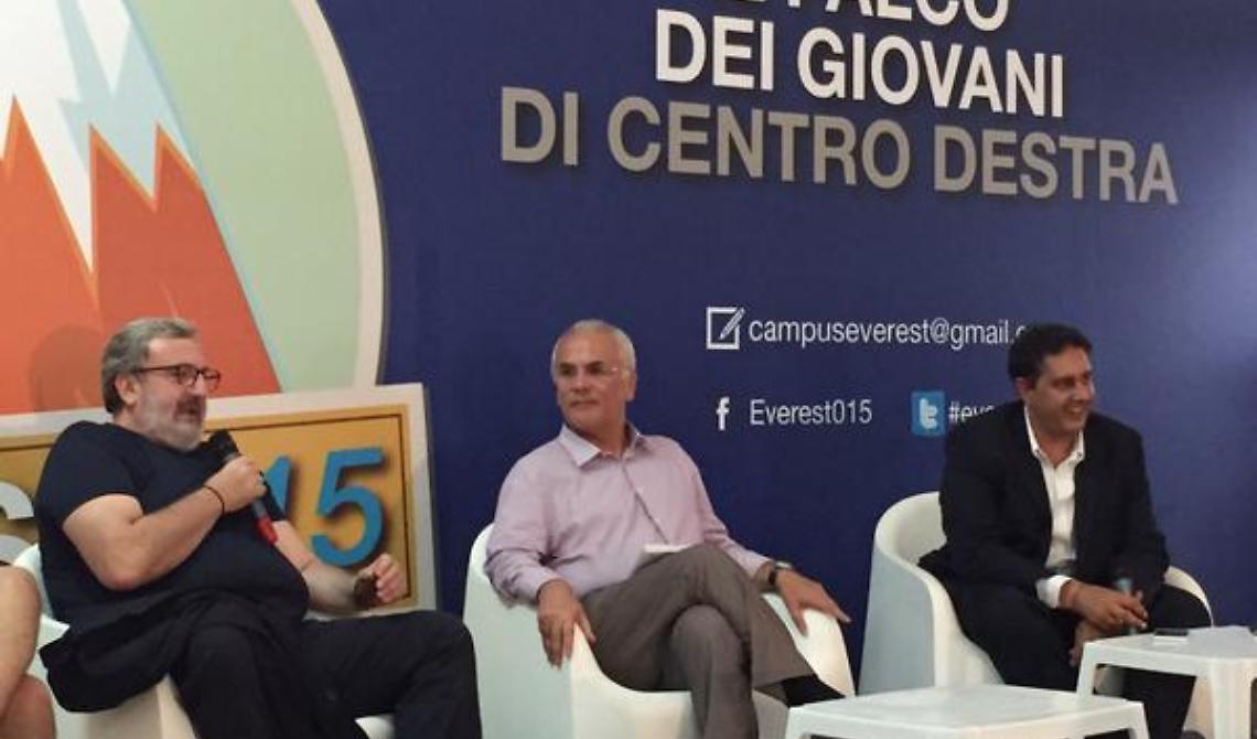 Emiliano a Campuseverest; «Berlusconi finirà nei sussidiari di scuola. Preferiamo egemonia Forza Italia a Lega Nord»