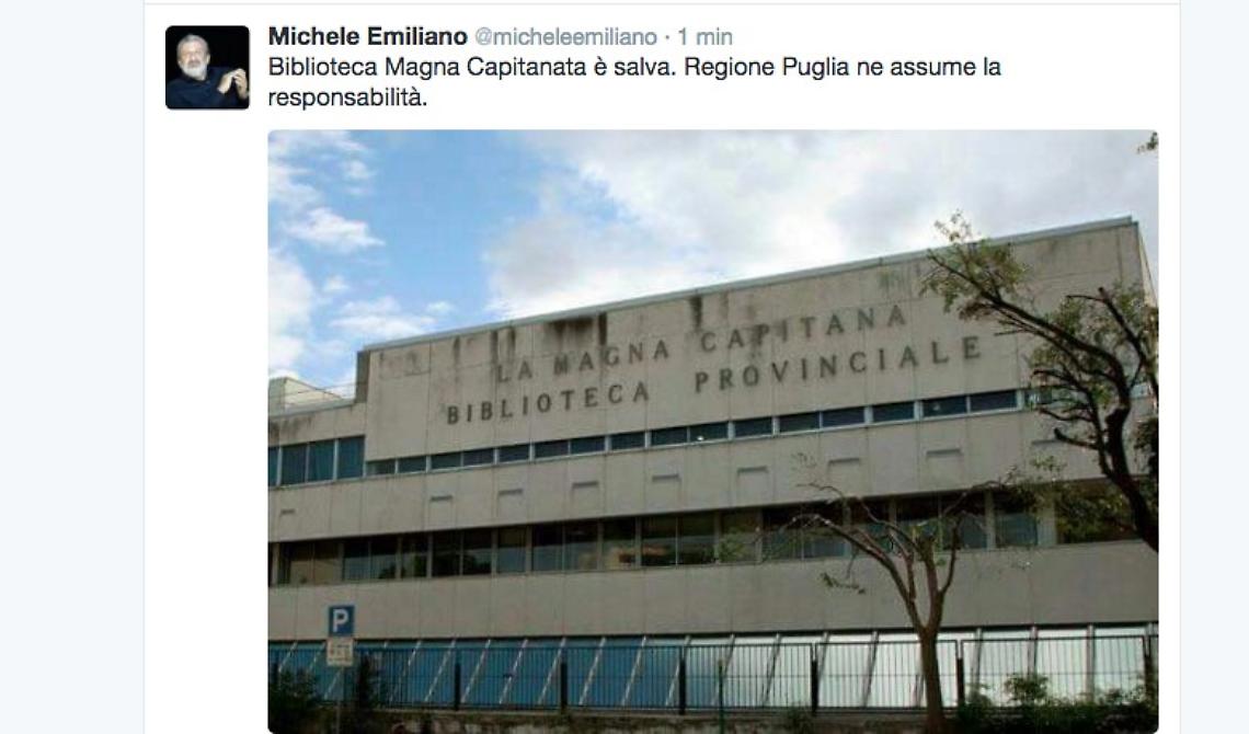 Emiliano conferma: «La Magna Capitana è salva»