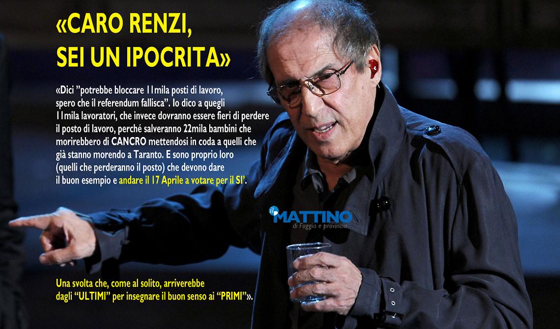 Adriano le canta e le suona a Matteo: «Caro Renzi, sei un ipocrita»
