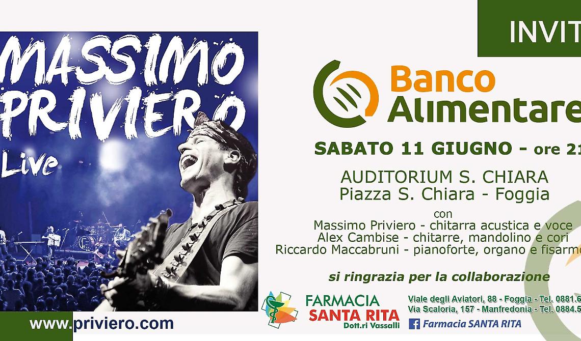 Massimo Priviero per il secondo  concerto organizzato dal Banco Alimentare della Daunia