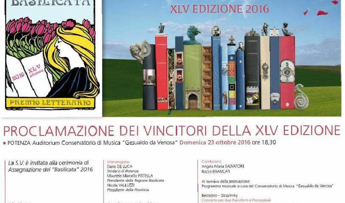 Scelti i vincitori del Premio Letterario Basilicata 2016 
