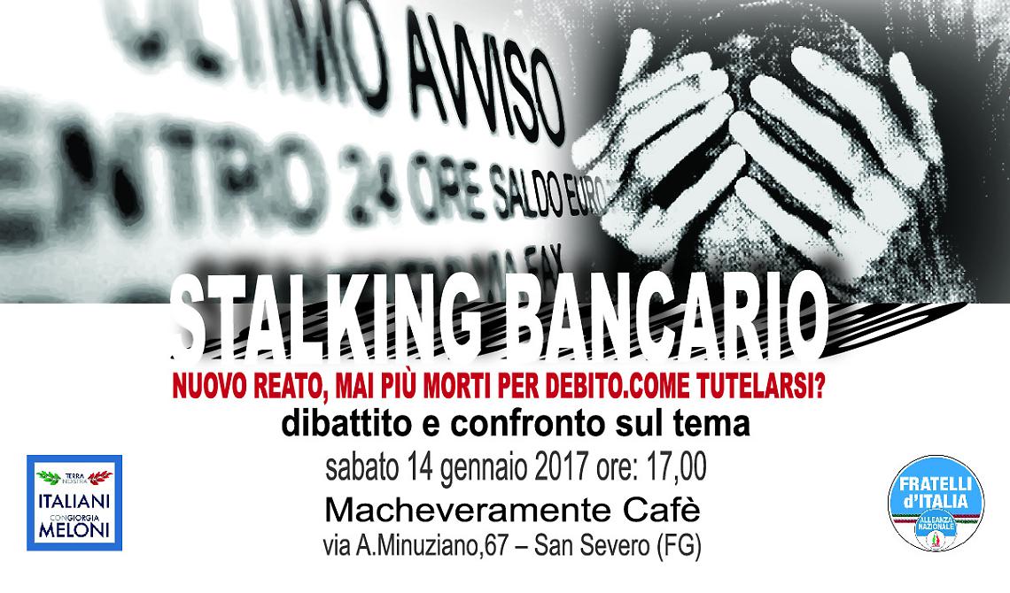 A San Severo un incontro-dibattito sul nuovo reato di "stalking bancario"