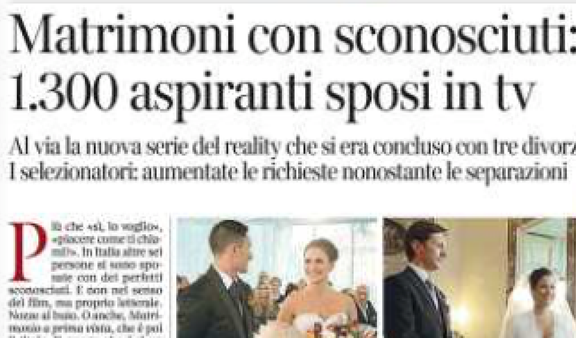Le nozze al buio si celebrano in Basilicata. Il sindaco di Rivello celebra il «Sì» tra sconosciuti del nuovo reality di Sky