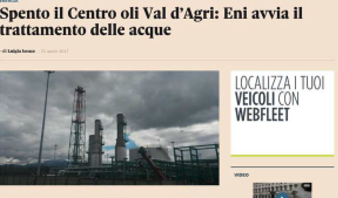 Viggiano: da oggi il Centro oli è fermo del tutto