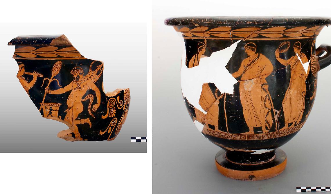 Irsina, il vaso cratere ora è completo: gli archeologi hanno inserito il frammento mancante