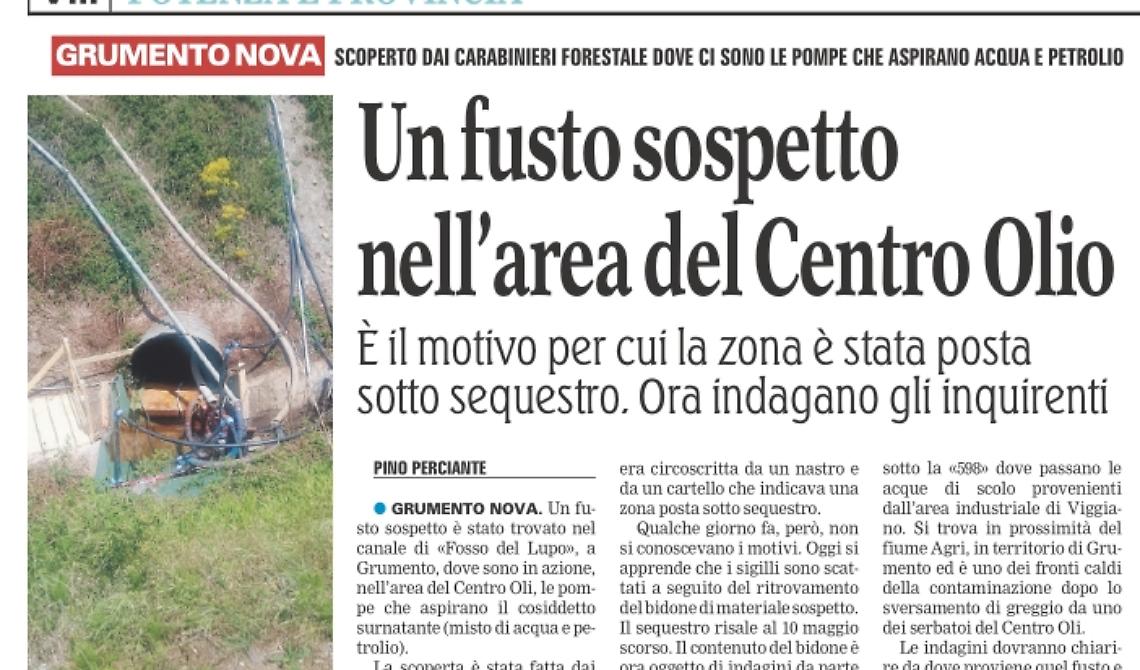Centro oli, trovato un fusto sospetto nell'area dell'inquinamento. Indagini dei carabinieri forestali