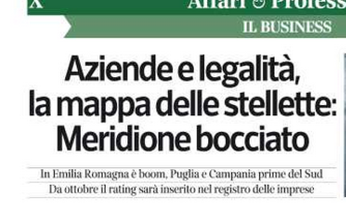 Legalità, imprese con le «stellette»? La Basilicata è undicesima