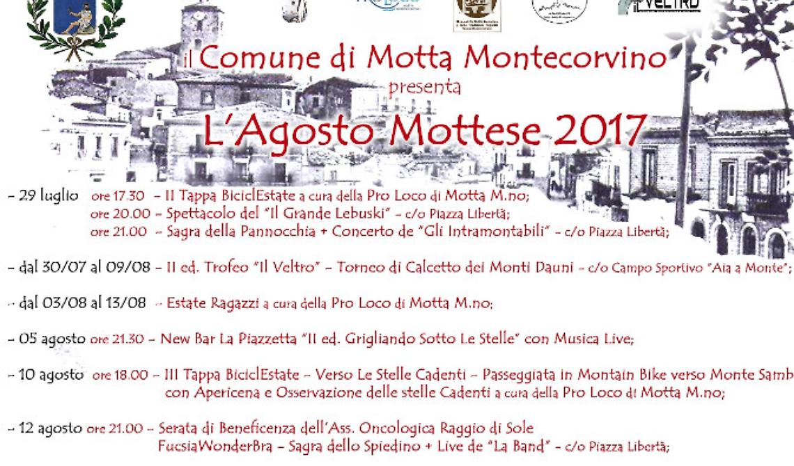 Ecco come il comune di Motta Montecorvino ti organizza “L’ Agosto Mottese 2017”