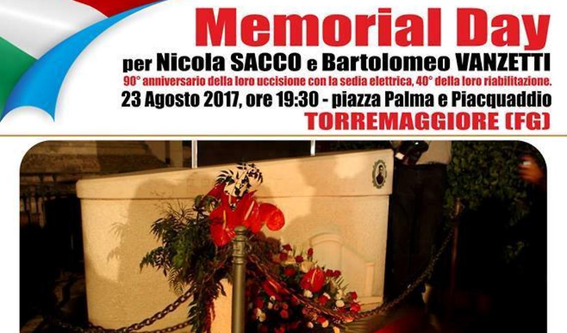 Domani a Torremaggiore il ricordo di Sacco e Vanzetti