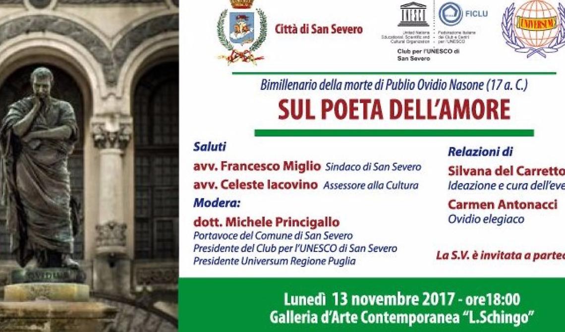 Una serata a San Severo per parlare di Ovidio, il poeta dell'amore