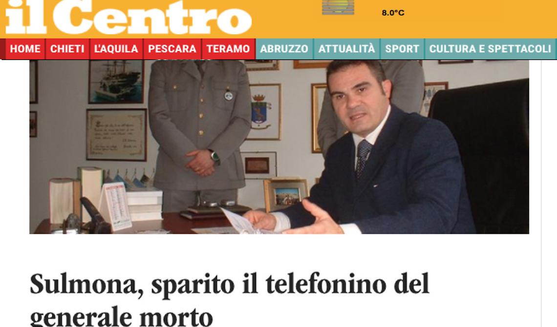 Il giallo del generale Conti: sparito il suo telefonino. Investigatori in Basilicata a caccia di tracce