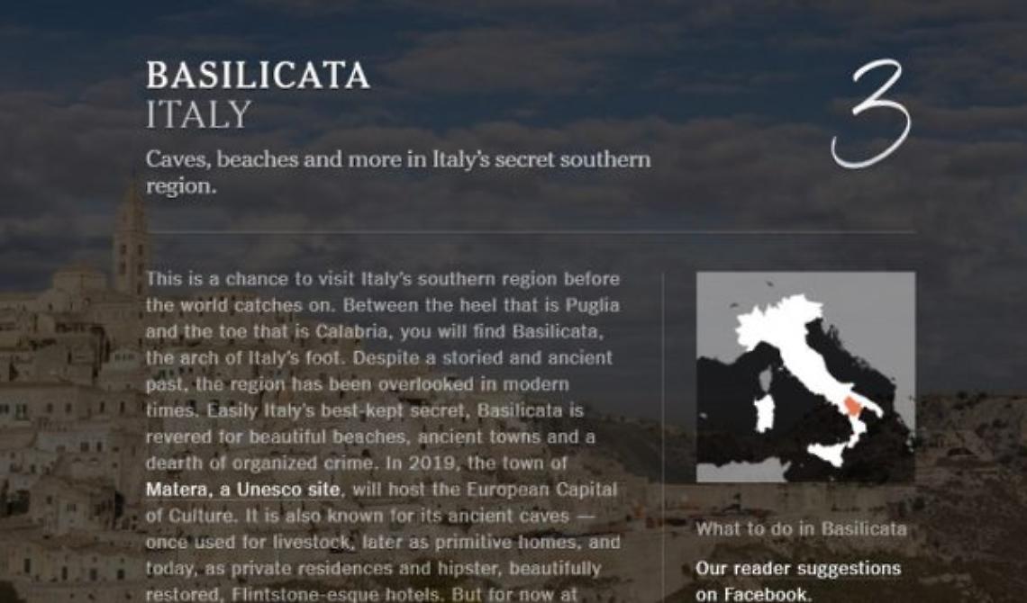 New York Times premia la Basilicata, Mollica: