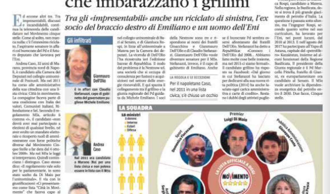 Continua l'attacco mediatico ai pentastellati. Dopo Caiata tocca a Rospi