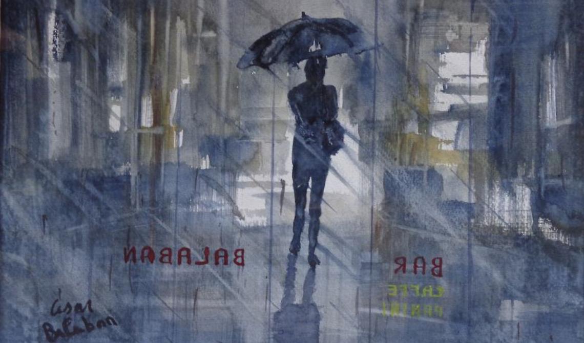 Piove. Tra le feritoie tristi di un locale in cui non scende giù neppure un caffè