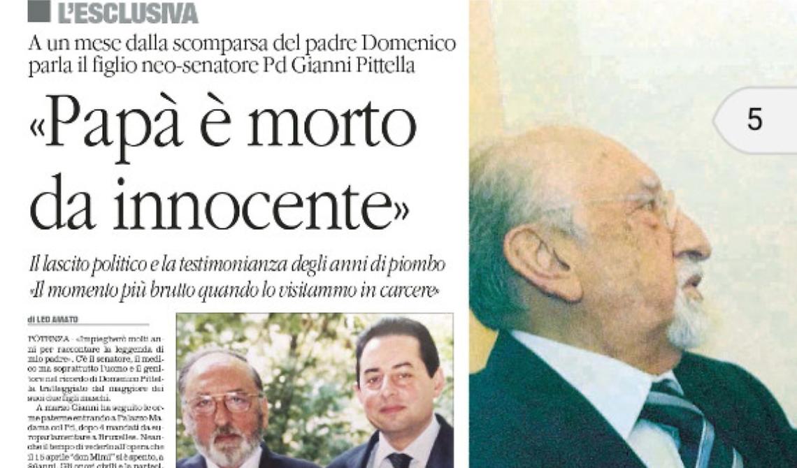 Gianni Pittella assolve suo padre dalle colonne del Quotidiano