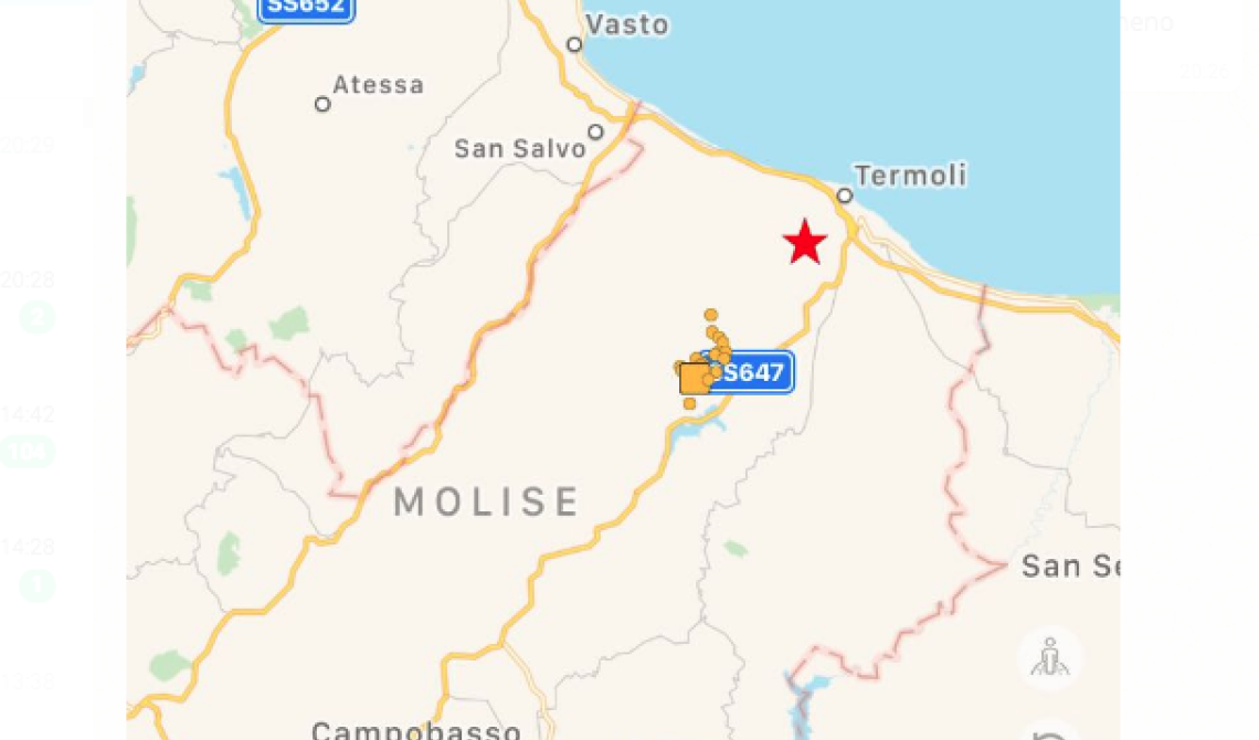 Altra fortissima scossa di terremoto in Molise: ballano anche Puglia, Basilicata, Campania e Abruzzo