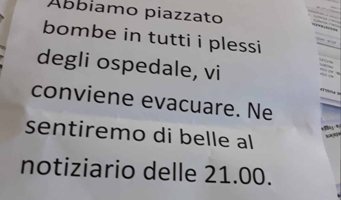 Falso allarme bomba agli ospedali Riuniti firmato "Isis Italiana"