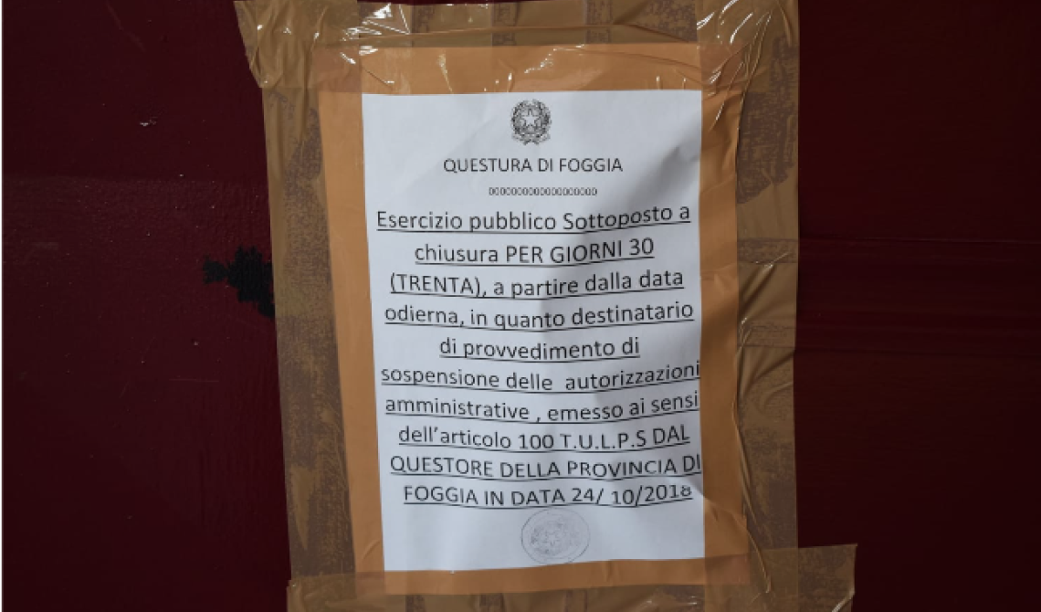 Foggia, chiusa per 30 giorni la discoteca "Domus" 