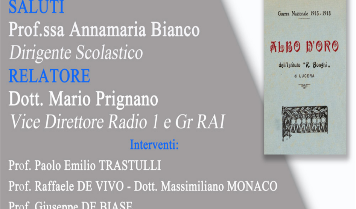 La Grande Guerra nell'albo d'oro dello storico Convitto Bonghi