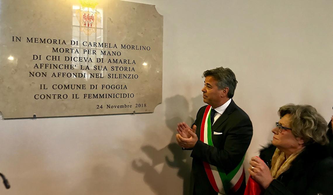 Foggia ricorda Carmela Morlino, barbaramente uccisa dall'ex marito dinanzi ai suoi due figli
