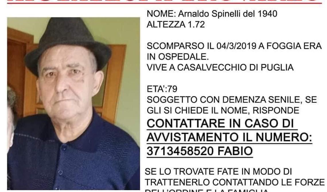 Foggia tira un sospiro di sollievo,  trovato nonno Arnaldo: sta bene 