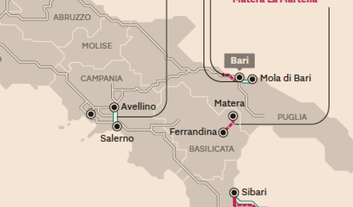 Ci sono anche la nuova ferrovia Ferrandina-Matera e il raddoppio della Bari-Pescara tra le 77 opere italiane in stand by 
