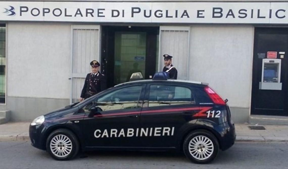Furono tre pregiudicati di Cerignola a rapinare la Banca Popolare di Puglia e Basilicata di Palagianello