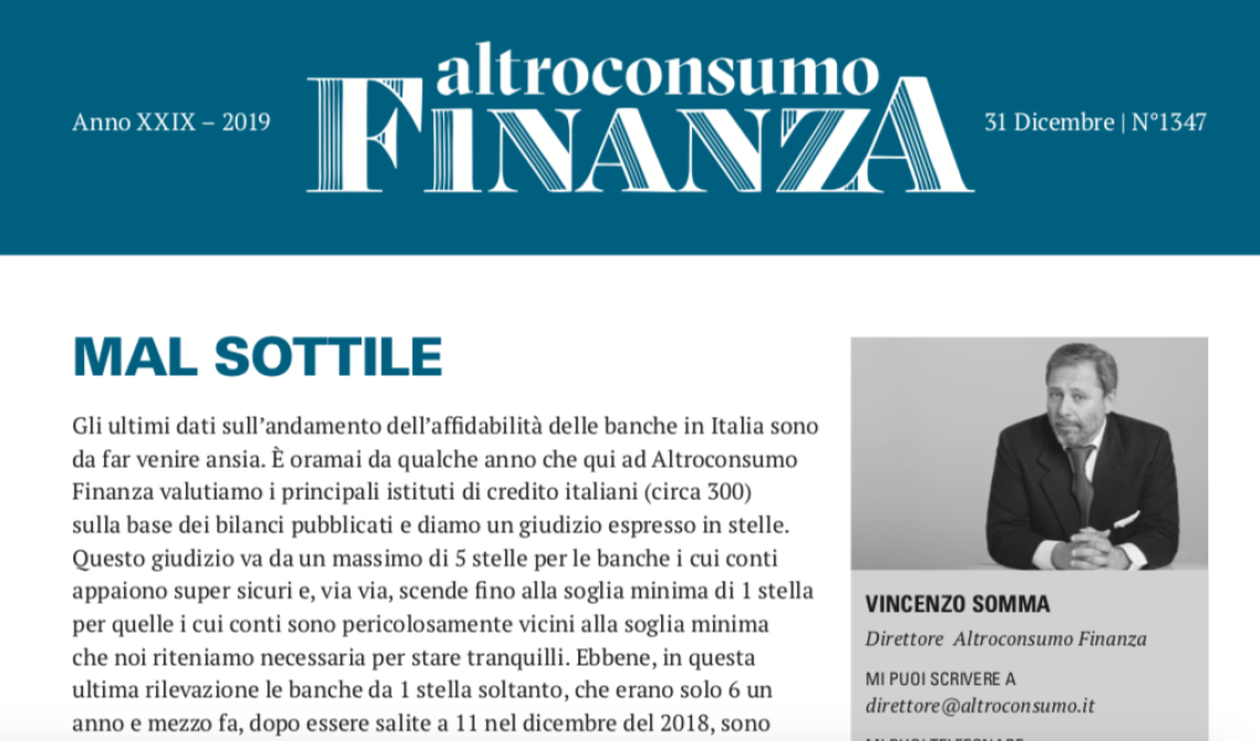 Banche, la classifica di Altroconsumo finanza premia con quattro stelle Bcc Basilicata