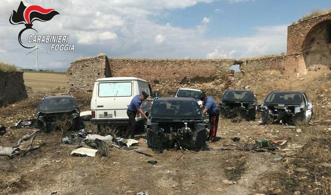 I Carabinieri scoprono ad Ascoli Satriano un "cimitero" di auto rubate