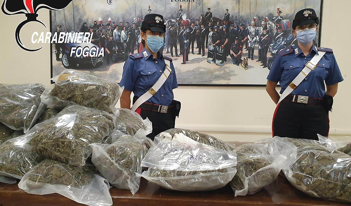 Da Vieste alla stazione di Foggia con 14 chili di marijuana: arrestati dai Carabinieri due pregiudicati