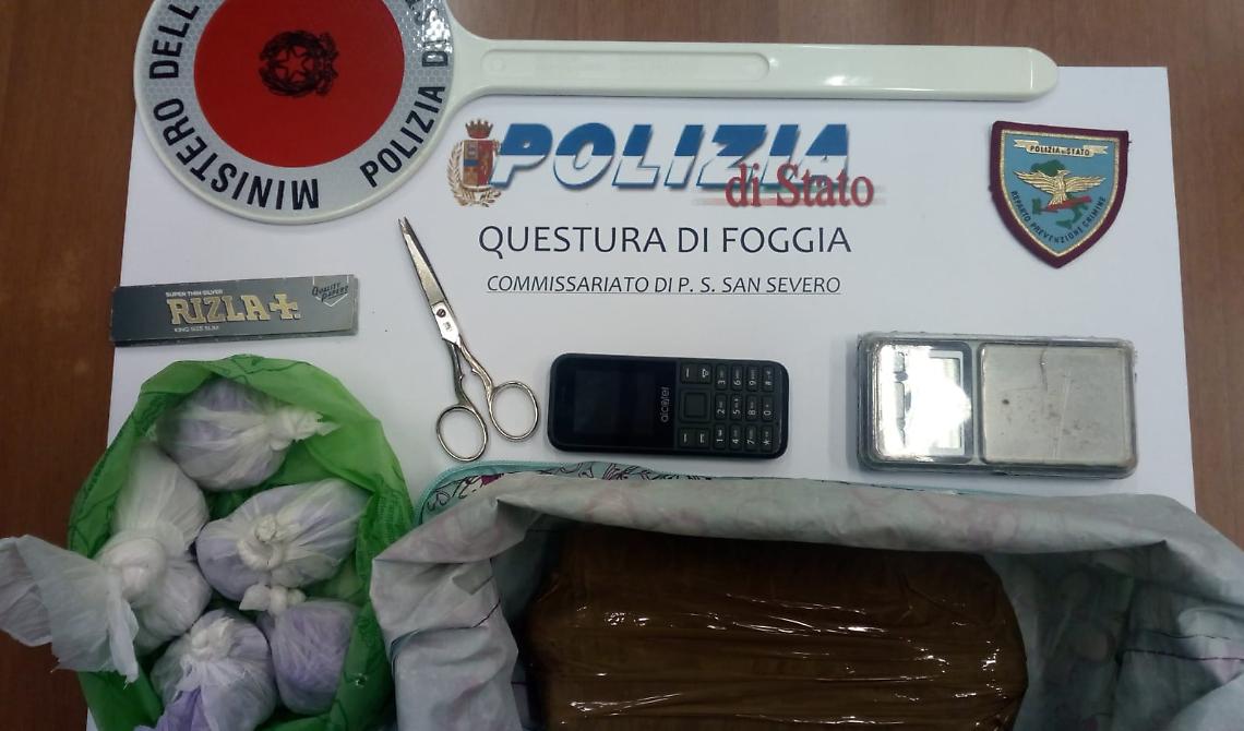 Beccato dalla Polizia a San Severo con quasi un chilo di droga dal valore di 20mila euro