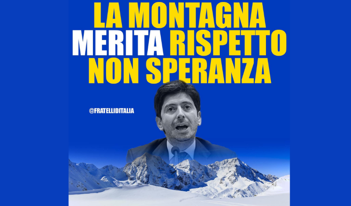 Stop sci. Meloni all'attacco: «La montagna merita rispetto, non merita Speranza»
