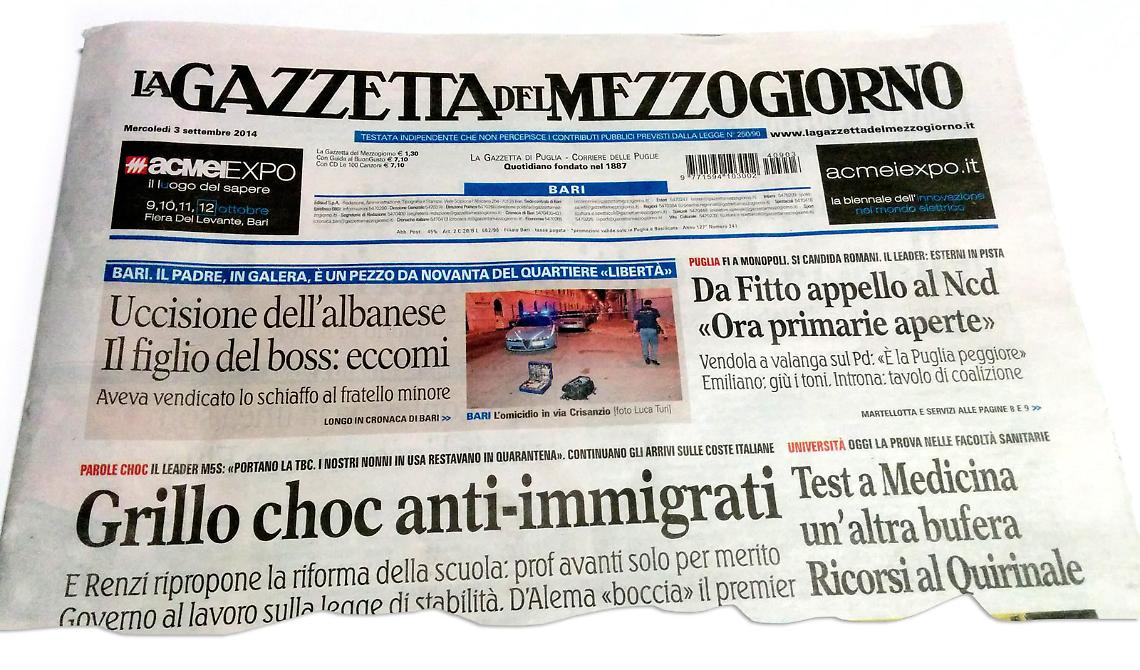 Dal 2 agosto stop alle pubblicazioni de "La Gazzetta del Mezzogiorno" 