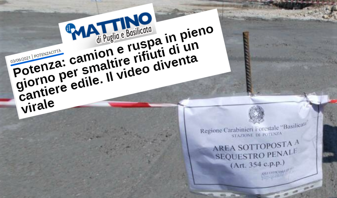 Smaltimento illecito di rifiuti a Potenza: sequestrata area del cantiere di Via dei Molinari 