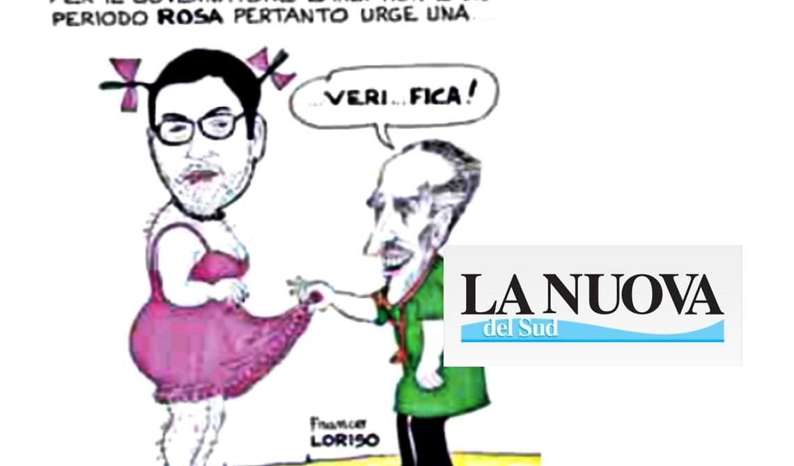 «Per Bardi non è un periodo Rosa, urge una veri ... fica»: la vignetta satirica de "La Nuova del Sud" turba i pentastellati. Sono lontani i tempi del 'Vaffaday'