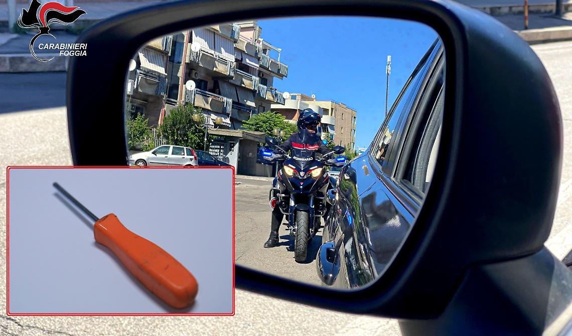 A Foggia carabiniere libero dal servizio arresta un delinquente di 15 anni alla guida di un'auto rubata