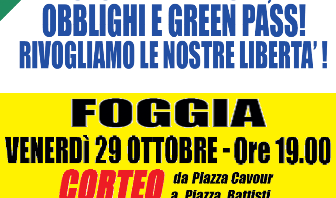 A Foggia un corteo per dire "No al green pass"