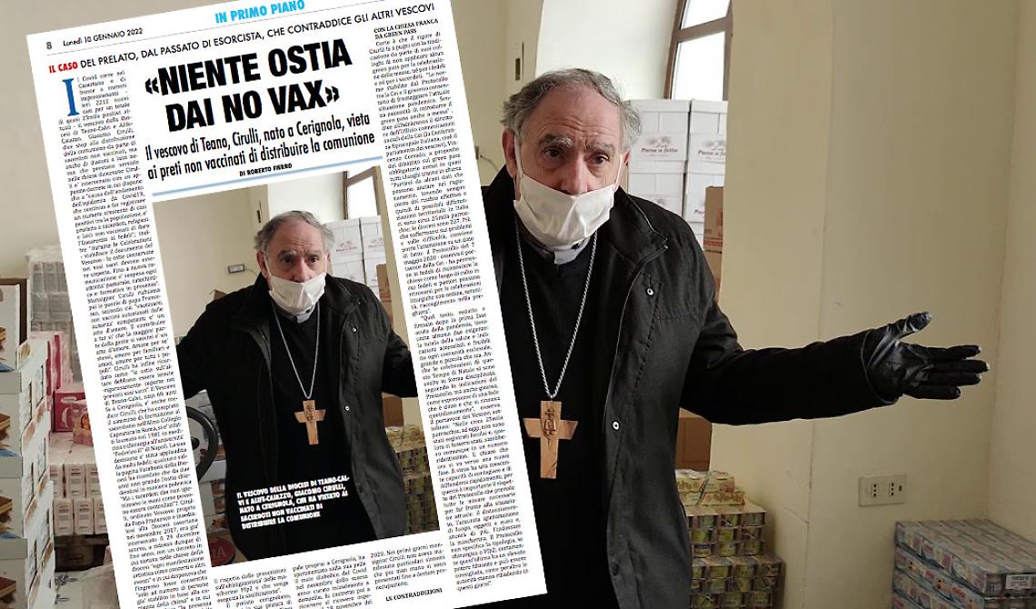 Il vescovo esorcista di Cerignola scomunica i suoi preti non vaccinati: «Da loro niente comunione»